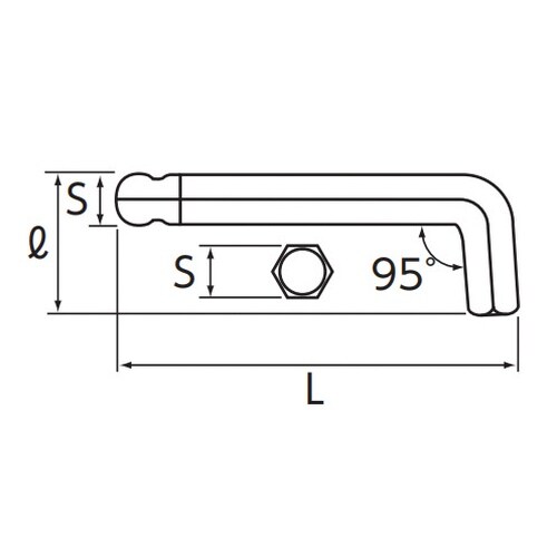 ボール付L形六角棒レンチ ショート 3mm