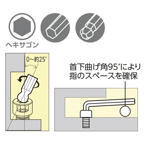 ボール付L形六角棒レンチ ショート 3mm