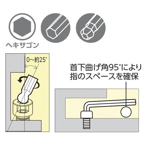 ボール付L形六角棒レンチ ショート 4mm