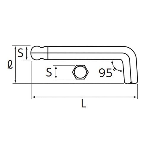 ボール付L形六角棒レンチ ショート 6mm