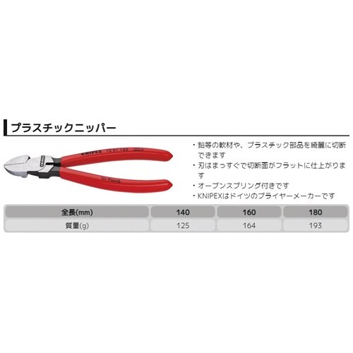 プラスチック用ニッパー 160mm プラスチック