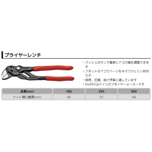 プライヤーレンチ 250mm プラスチック 亜鉛