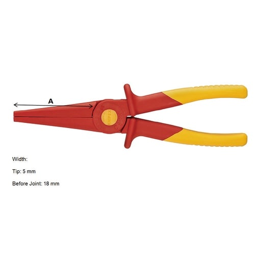 1000V絶縁ロングノーズプライヤー 220mm