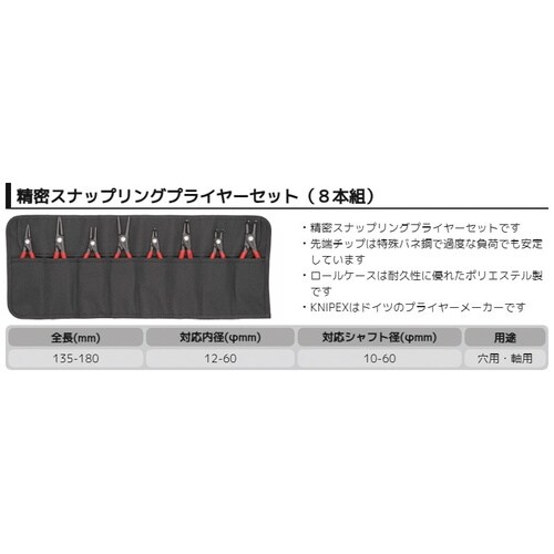 精密スナップリングプライヤーセット プラスチック