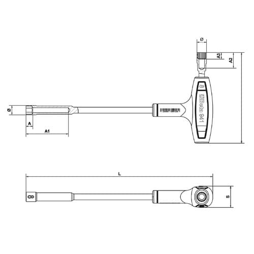 T型ナットドライバー 12mm 六角・十二角対応