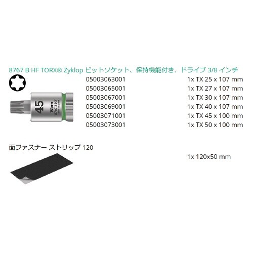 差込角3/8DR トルクスビットソケットセット