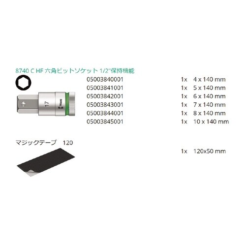 1/2 INHEXビットセット 4−10mm