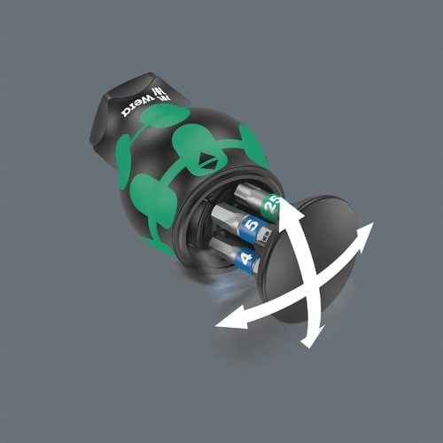 スタビー型ビットセット付ドライバー ビット6個内臓