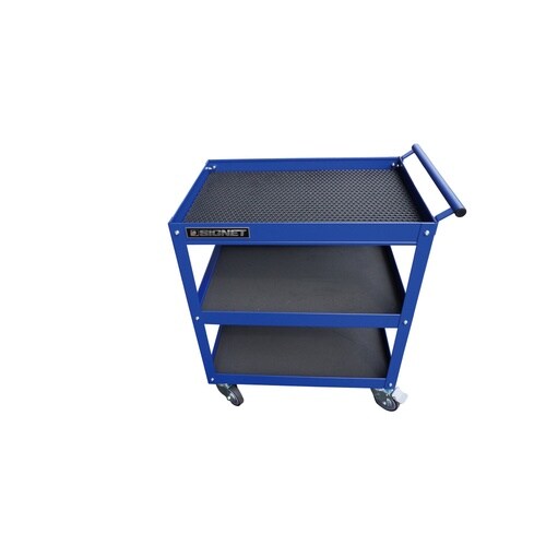 3段ツールワゴン リバーシブル天板ブルー