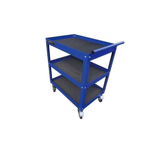 3段ツールワゴン リバーシブル天板ブルー