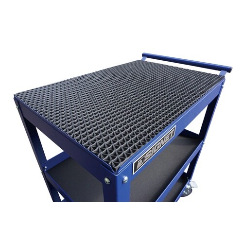 3段ツールワゴン リバーシブル天板ブルー