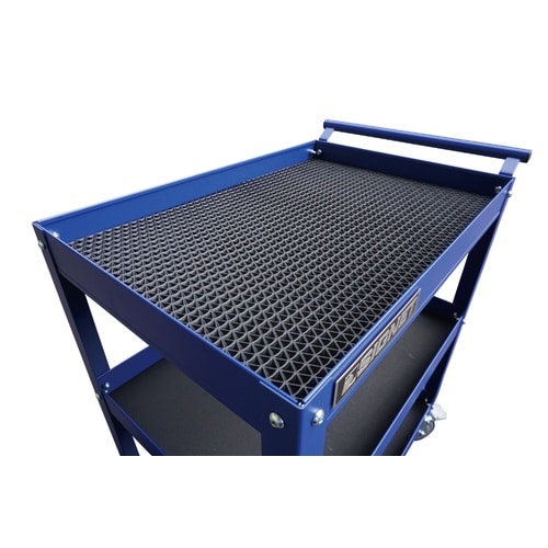 3段ツールワゴン リバーシブル天板ブルー