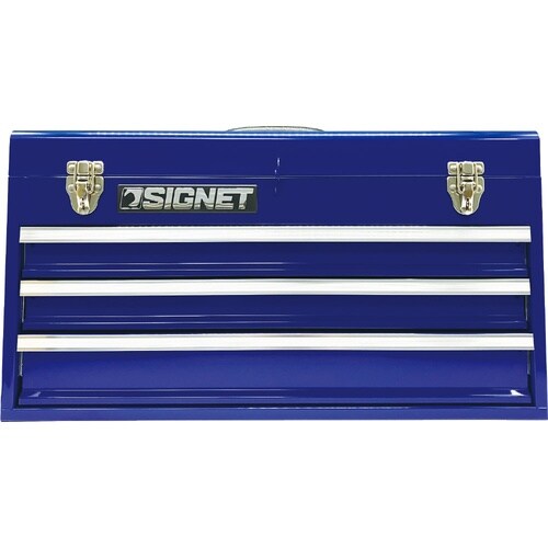 3段スチールツールボックス ブルー トレイ無