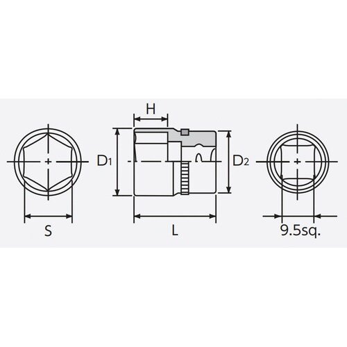 9.5SQ ソケット 8mm 六角