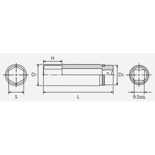 9.5SQ ディープソケット 8mm 六角