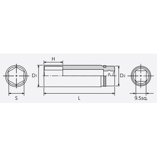 9.5SQ ディープソケット 14mm 六角