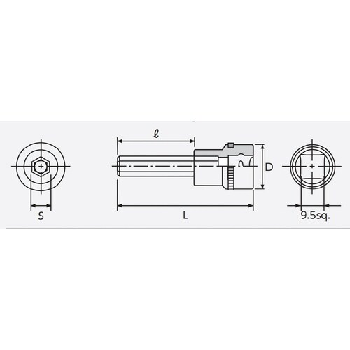 9.5SQ ヘキサゴンビットソケット 4mm