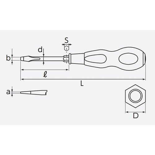 木柄ドライバマイナス貫通タイプ 8mm幅