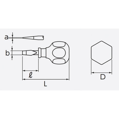 木柄スタッビマイナスドライバ 6mm幅