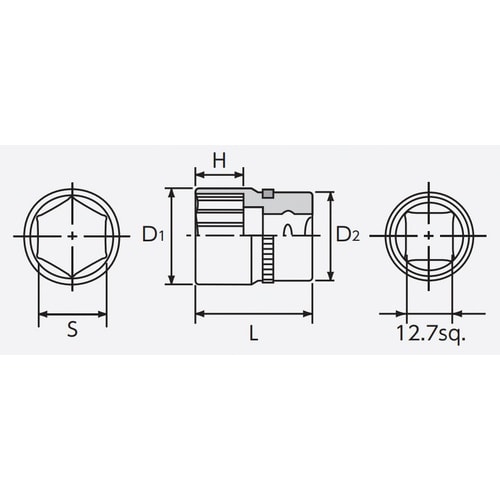 12.7SQ ソケット 30mm 六角