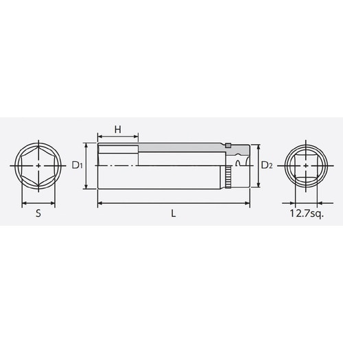 12.7SQ ディープソケット 19mm 六角