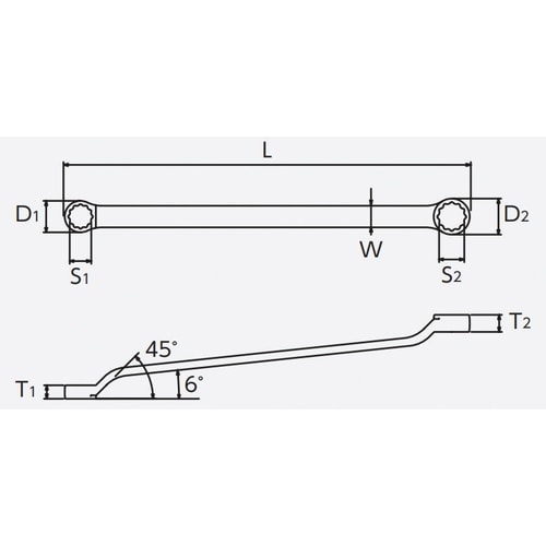 45゜X6゜ メガネレンチ 22×24mm