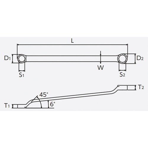 45゜X6゜ メガネレンチ 17×19mm