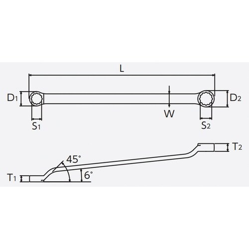 45゜X6゜ メガネレンチ 13×15mm