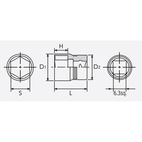 6.3SQ ソケット 7mm 六角