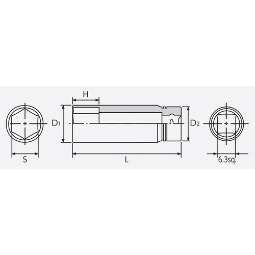 6.3SQ ディープソケット 10mm 六角