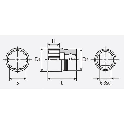 6.3SQ ソケット 8mm 十二角