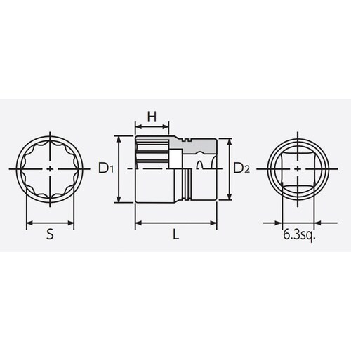 6.3SQ ソケット 10mm 十二角