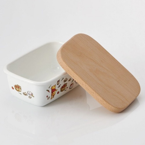 バターケース ホーロー 木蓋付き くまのプーさん