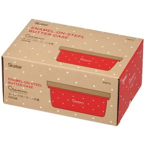 バターケース ホーロー 木蓋付き レッド