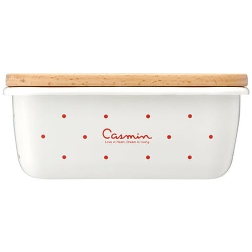 バターケース ホーロー 木蓋付き アイボリー