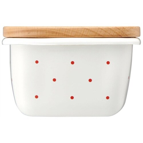 バターケース ホーロー 木蓋付き アイボリー