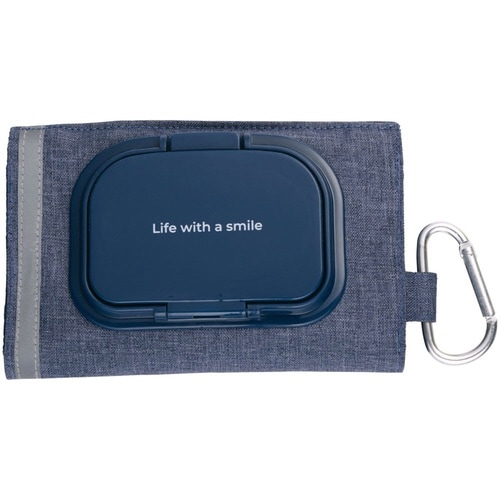 レジ袋ケース ウェットシート入れ付き ネイビー