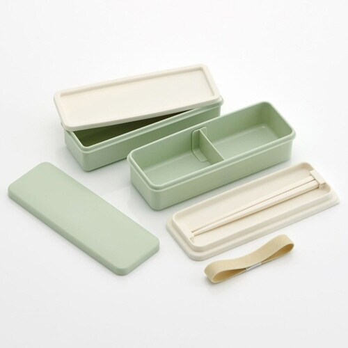 お弁当箱 2段 630ml 抗菌 グリーン