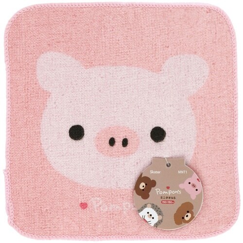 ミニタオル Pompon’s 15×15cm ブタ
