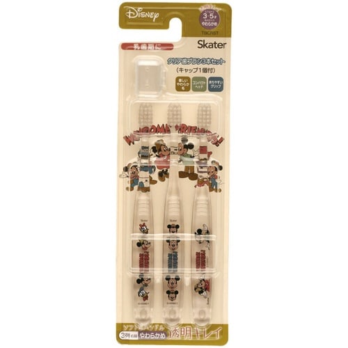 歯ブラシ クリア 3本セット ミッキーフレンズ