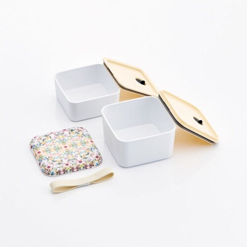 お弁当箱 メラミンランチボックス 角型 2段 薄紅