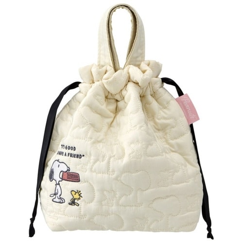 弁当袋 スヌーピー キルト生地保冷ランチ巾着