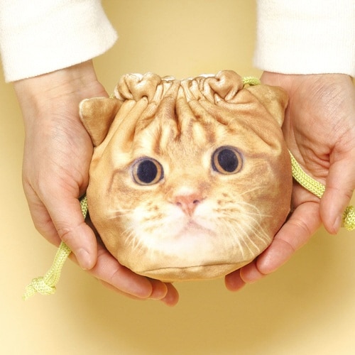 巾着 ポーチ フェイス 茶太郎ときなこ 猫 茶太郎