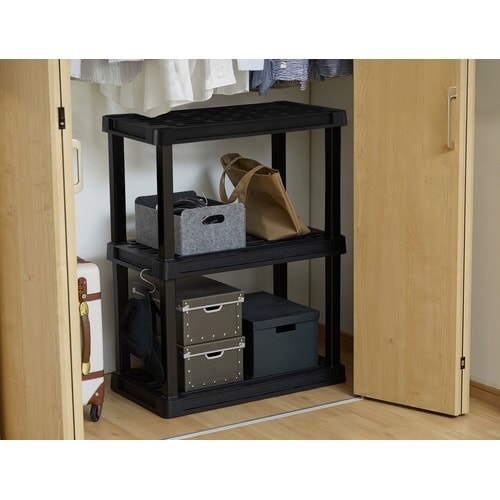 プラスチックラック 3段 ブラック