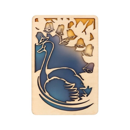 かさね木 マルチカラー 薔薇・白鳥×4