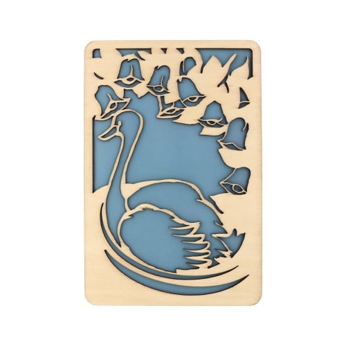 かさね木 シンプルカラー 薔薇・白鳥×4