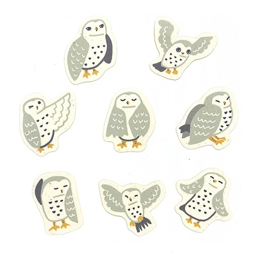 フレークシール 絶滅危惧種 シロフクロウ×10