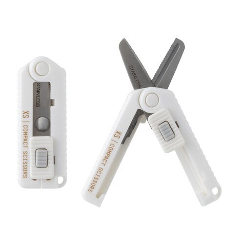 はさみXSコンパクトハサミ ギザ刃 白×5