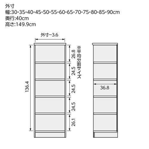 耐荷重タイプ高149.9×幅90×奥40cm LN