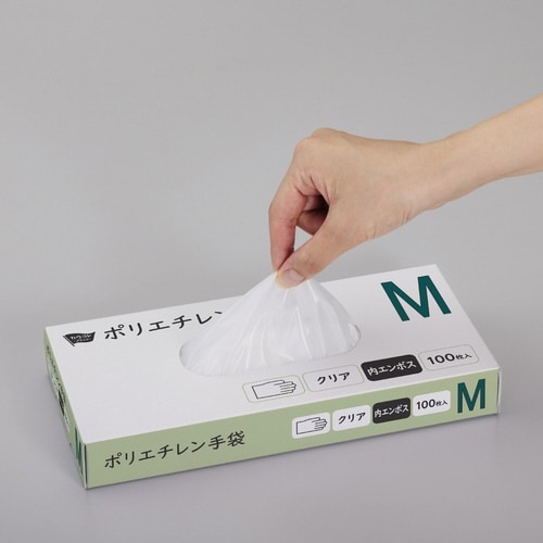 ポリエチレン手袋 内エンボスL100枚クリア
